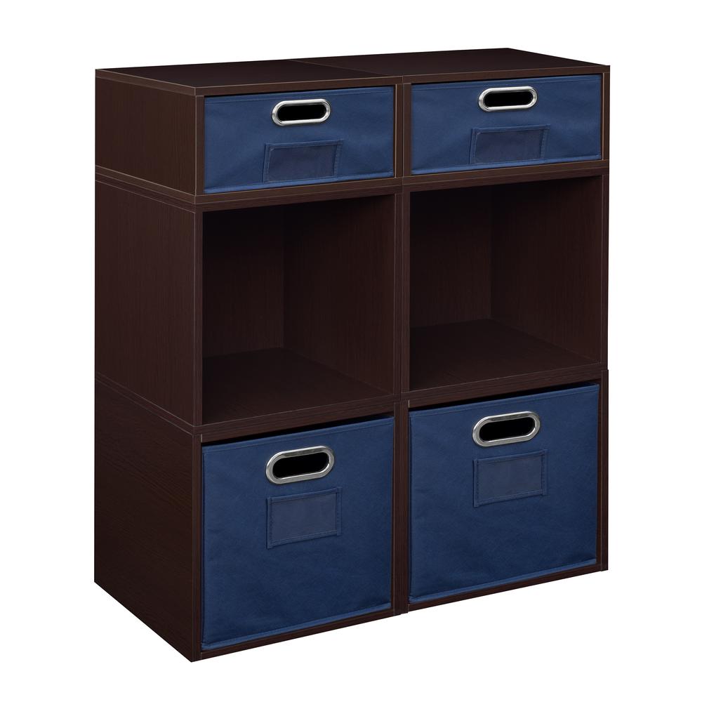 Niche Cubo Storage Set- 4 Full Cubes/2 Half Cubes with Foldable Storage Bins- Truffle/Blue. Picture 1