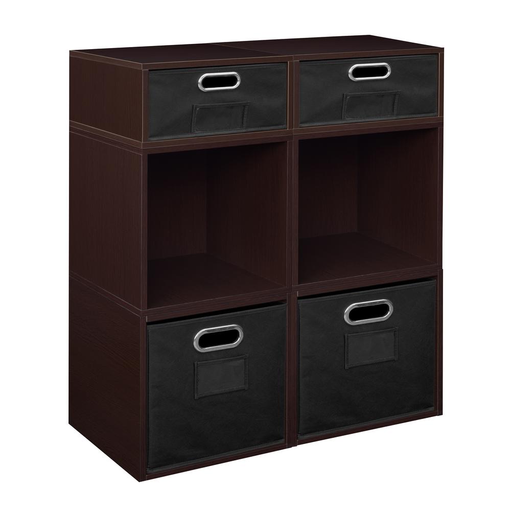 Niche Cubo Storage Set- 4 Full Cubes/2 Half Cubes with Foldable Storage Bins- Truffle/Black. Picture 1