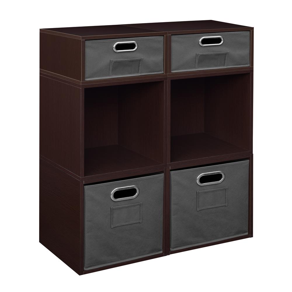 Niche Cubo Storage Set- 4 Full Cubes/2 Half Cubes with Foldable Storage Bins- Truffle/Grey. Picture 1