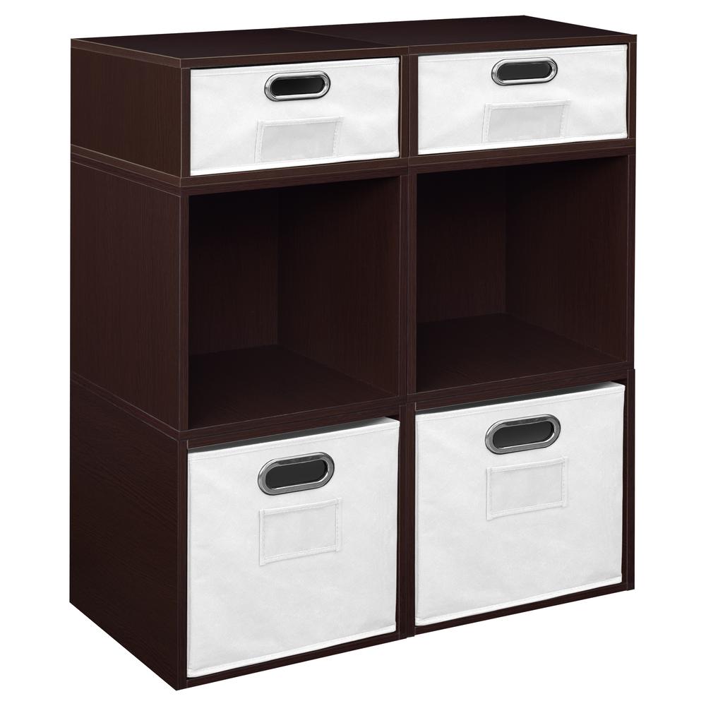 Niche Cubo Storage Set- 4 Full Cubes/2 Half Cubes with Foldable Storage Bins- Truffle/White. Picture 1