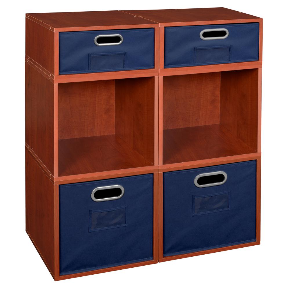 Niche Cubo Storage Set- 4 Full Cubes/2 Half Cubes with Foldable Storage Bins- Cherry/Blue. Picture 1