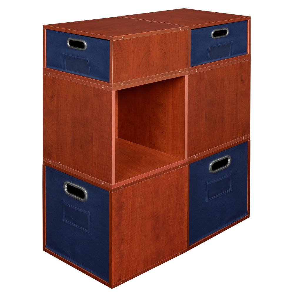 Niche Cubo Storage Set- 4 Full Cubes/2 Half Cubes with Foldable Storage Bins- Cherry/Blue. Picture 4