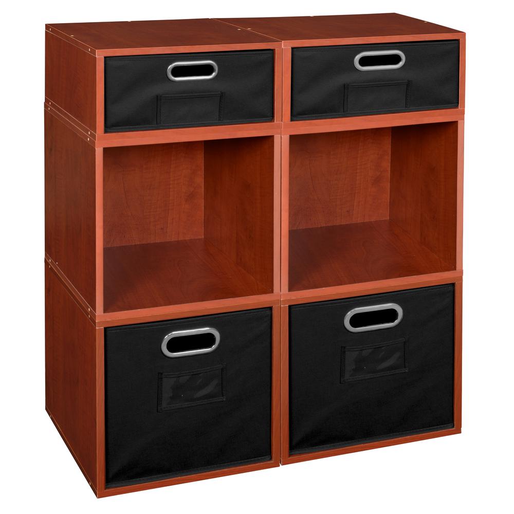 Niche Cubo Storage Set- 4 Full Cubes/2 Half Cubes with Foldable Storage Bins- Cherry/Black. Picture 1