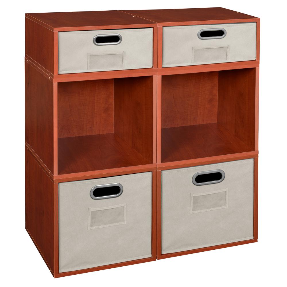 Niche Cubo Storage Set- 4 Full Cubes/2 Half Cubes with Foldable Storage Bins- Cherry/Natural. Picture 1