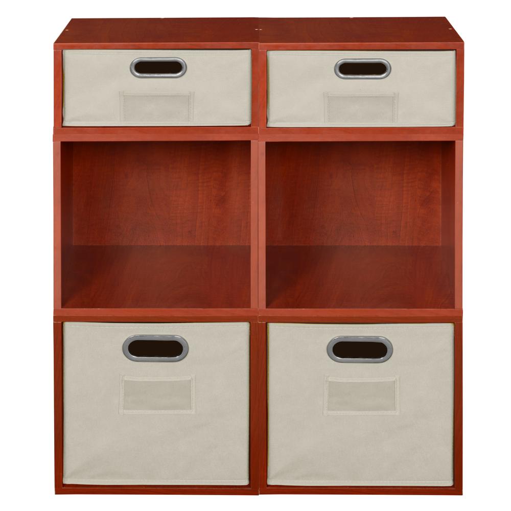 Niche Cubo Storage Set- 4 Full Cubes/2 Half Cubes with Foldable Storage Bins- Cherry/Natural. Picture 2
