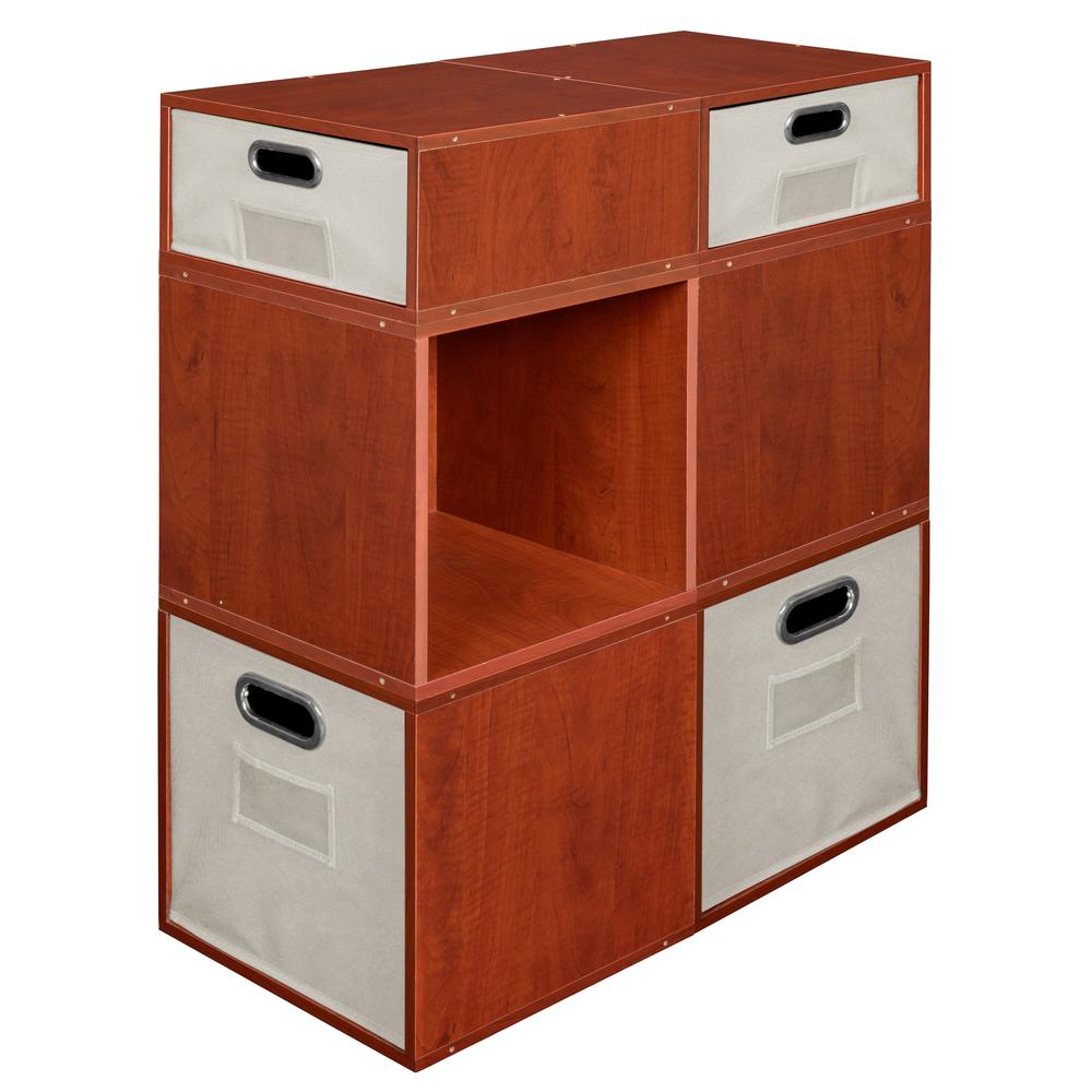 Niche Cubo Storage Set- 4 Full Cubes/2 Half Cubes with Foldable Storage Bins- Cherry/Natural. Picture 4