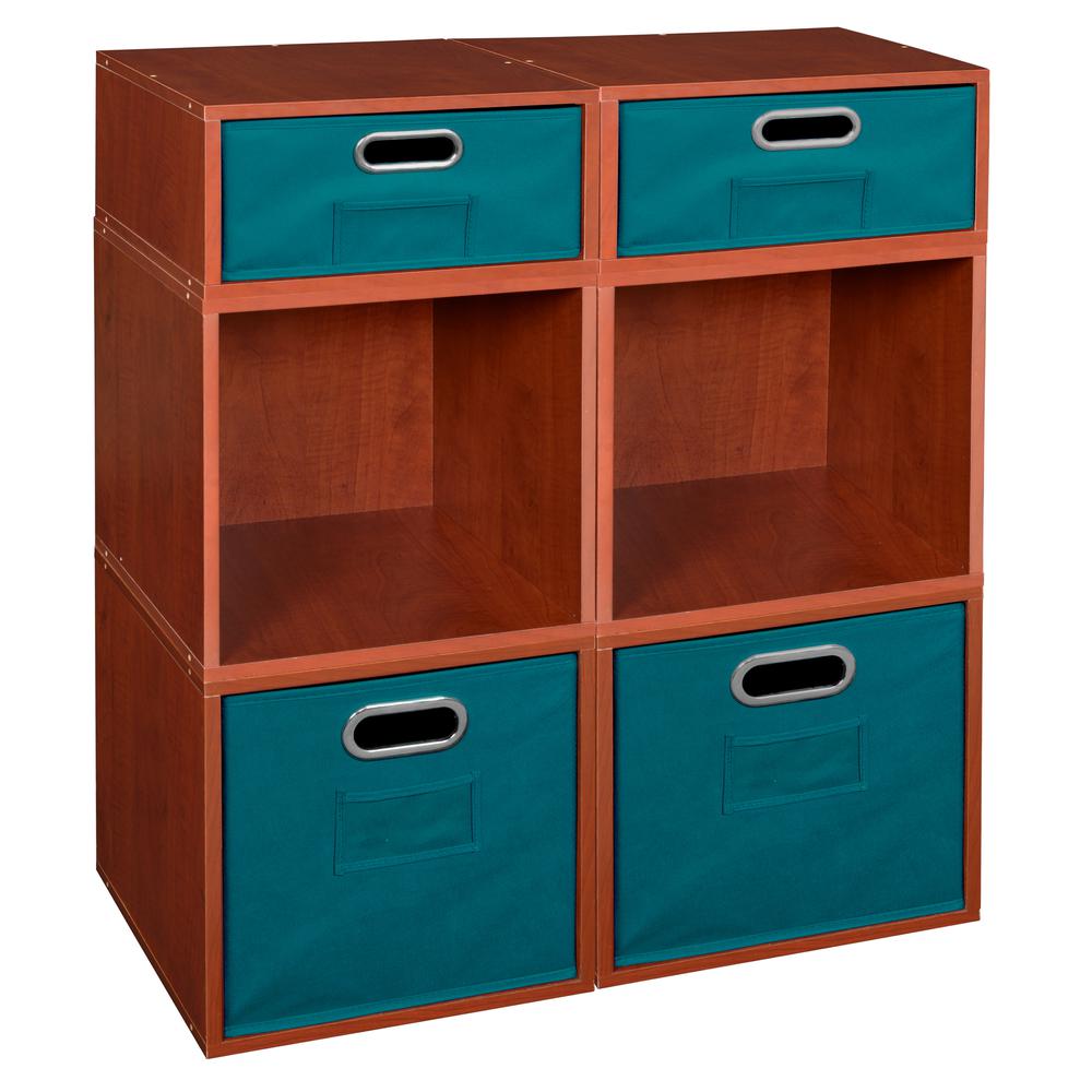 Niche Cubo Storage Set- 4 Full Cubes/2 Half Cubes with Foldable Storage Bins- Cherry/Teal. Picture 1