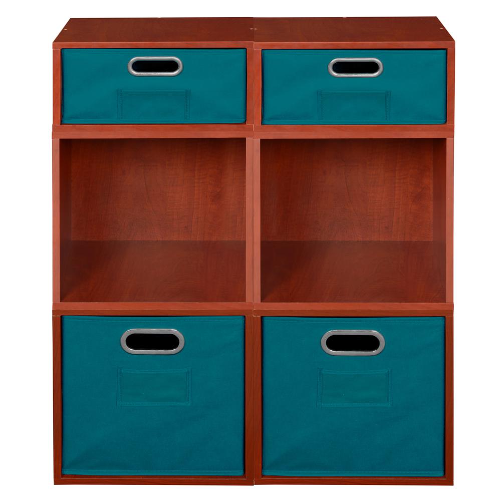 Niche Cubo Storage Set- 4 Full Cubes/2 Half Cubes with Foldable Storage Bins- Cherry/Teal. Picture 2