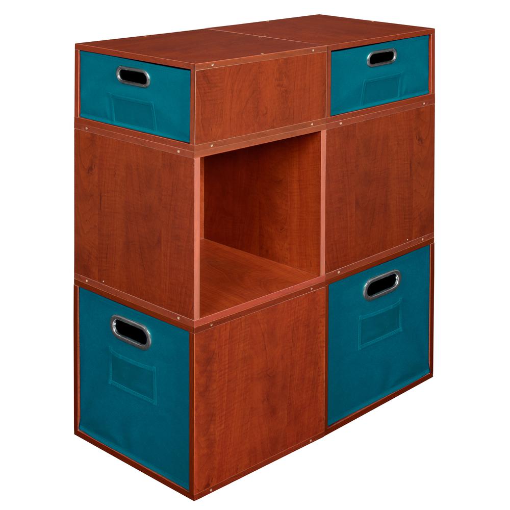 Niche Cubo Storage Set- 4 Full Cubes/2 Half Cubes with Foldable Storage Bins- Cherry/Teal. Picture 4