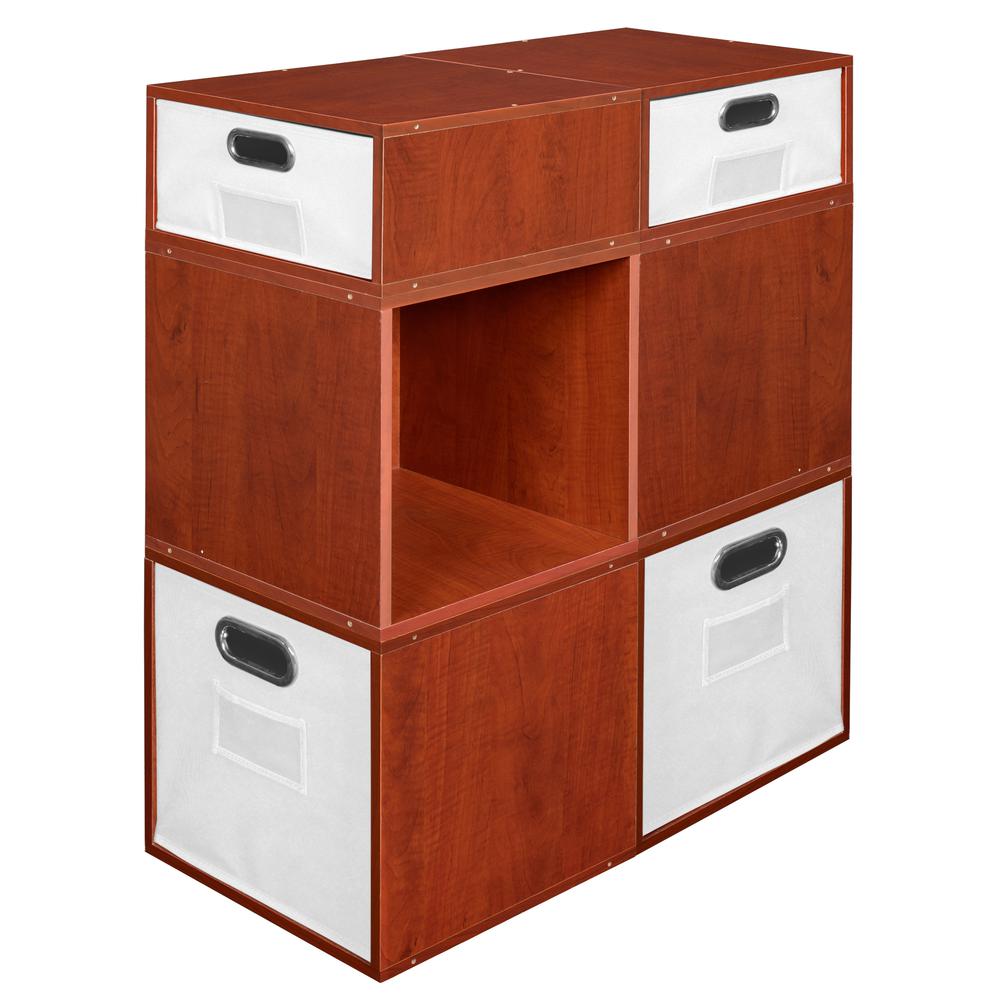 Niche Cubo Storage Set- 4 Full Cubes/2 Half Cubes with Foldable Storage Bins- Cherry/White. Picture 4