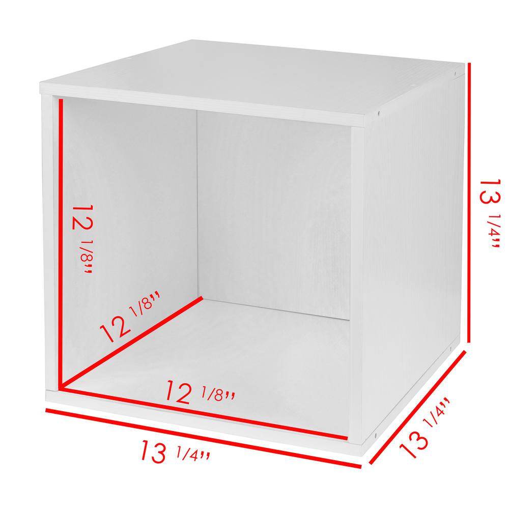 Niche Cubo Storage Set- 4 Full Cubes/2 Half Cubes with Foldable Storage Bins- White Wood Grain/White. Picture 3