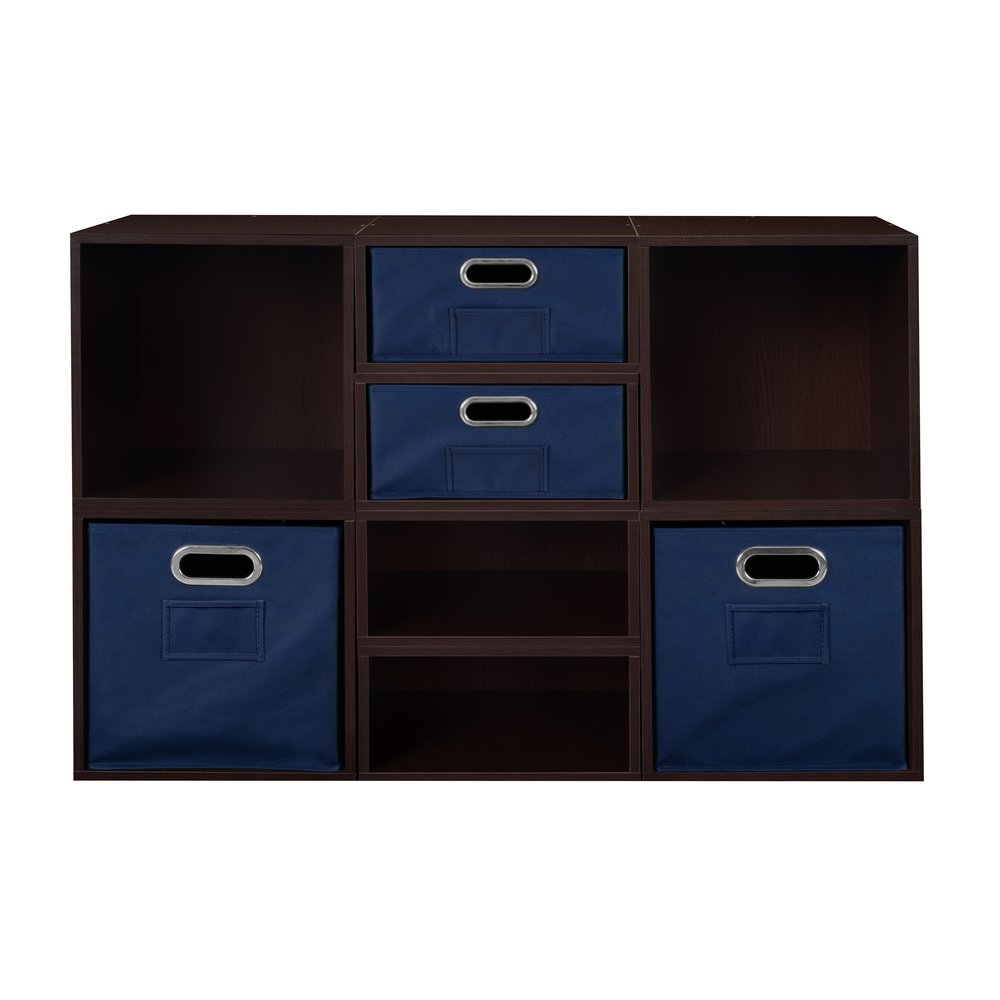 Niche Cubo Storage Set- 4 Full Cubes/4 Half Cubes with Foldable Storage Bins- Truffle/Blue. Picture 2