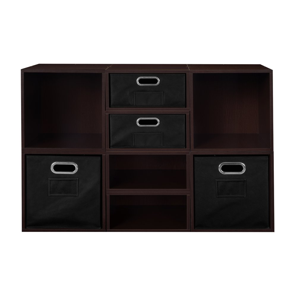 Niche Cubo Storage Set- 4 Full Cubes/4 Half Cubes with Foldable Storage Bins- Truffle/Black. Picture 2