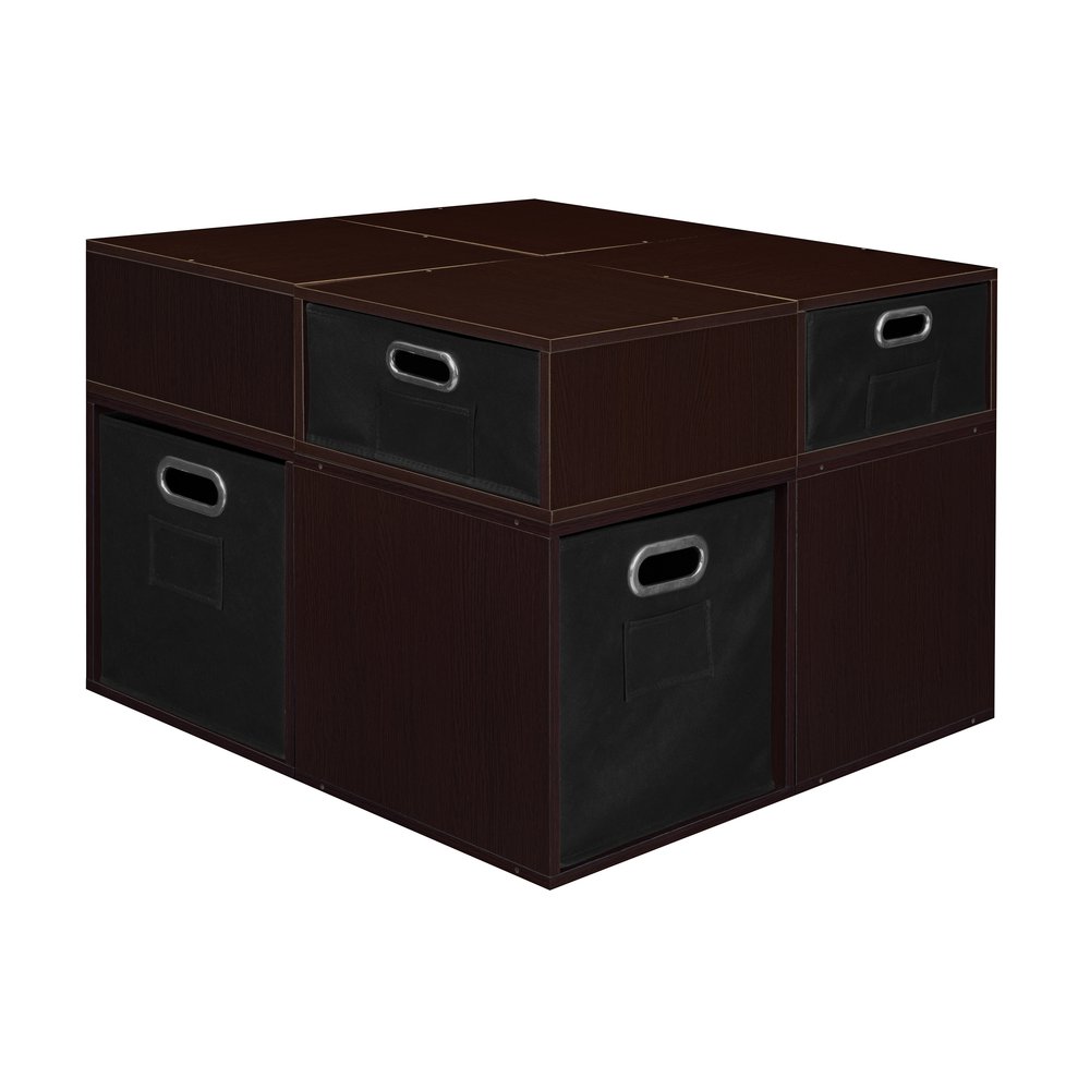 Niche Cubo Storage Set- 4 Full Cubes/4 Half Cubes with Foldable Storage Bins- Truffle/Black. Picture 3