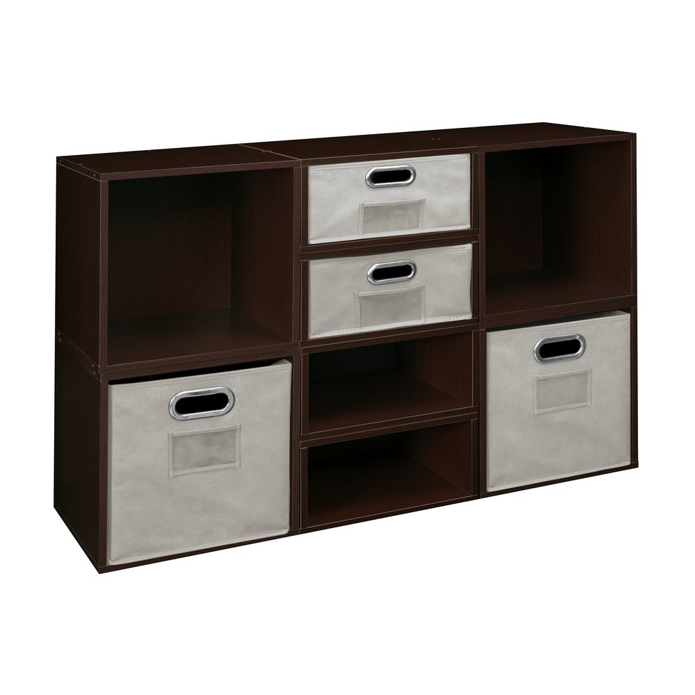 Niche Cubo Storage Set- 4 Full Cubes/4 Half Cubes with Foldable Storage Bins- Truffle/Natural. Picture 1