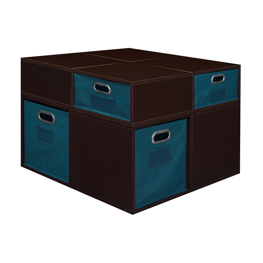 Niche Cubo Storage Set- 4 Full Cubes/4 Half Cubes with Foldable Storage Bins- Truffle/Teal. Picture 3