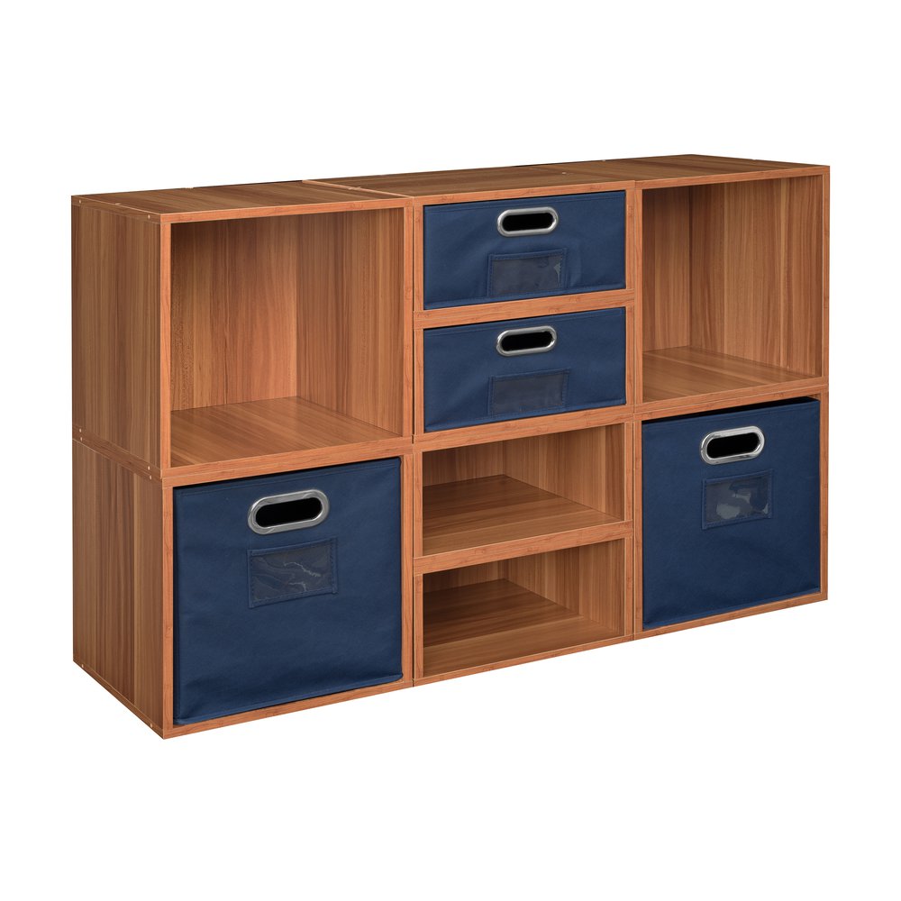 Niche Cubo Storage Set- 4 Full Cubes/4 Half Cubes with Foldable Storage Bins- Warm Cherry/Blue. Picture 1