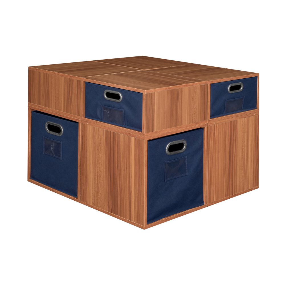 Niche Cubo Storage Set- 4 Full Cubes/4 Half Cubes with Foldable Storage Bins- Warm Cherry/Blue. Picture 2