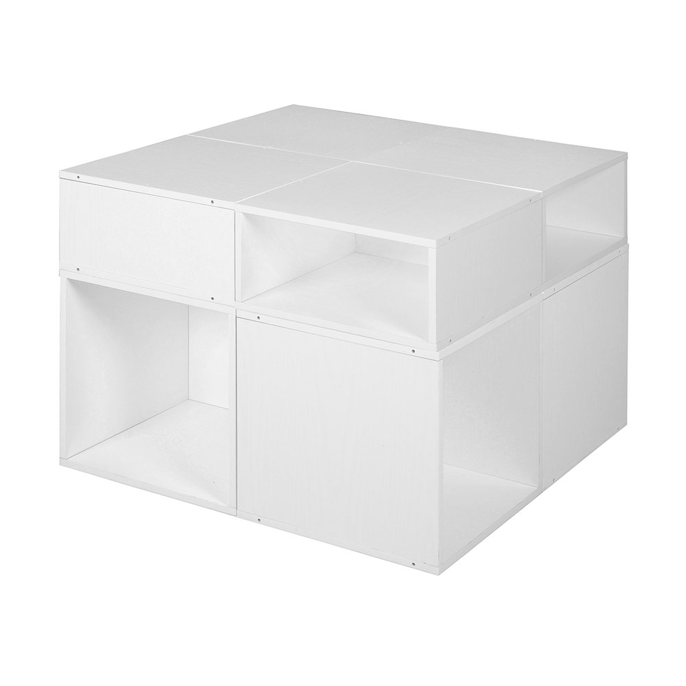 Niche Cubo Storage Set- 4 Full Cubes/4 Half Cubes- White Wood Grain. Picture 2