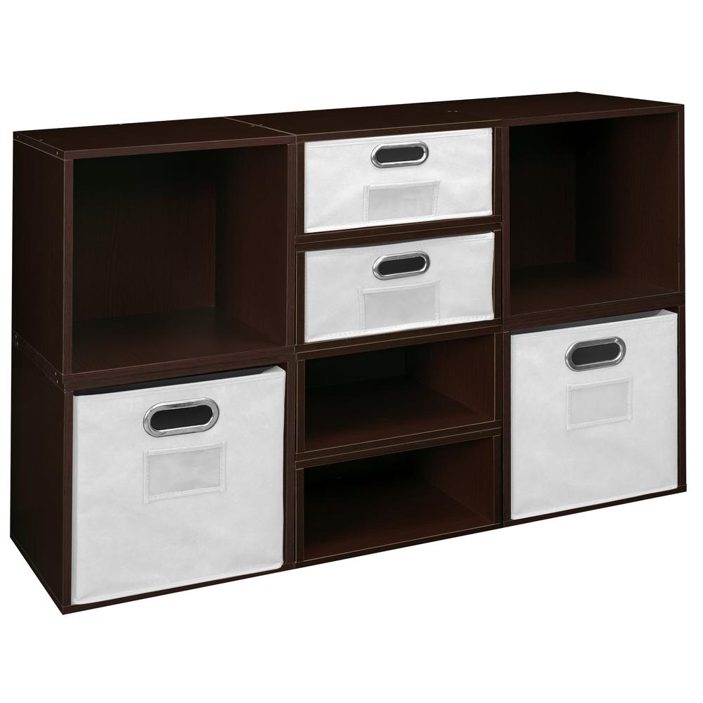 Niche Cubo Storage Set- 4 Full Cubes/4 Half Cubes with Foldable Storage Bins- Truffle/White. Picture 1