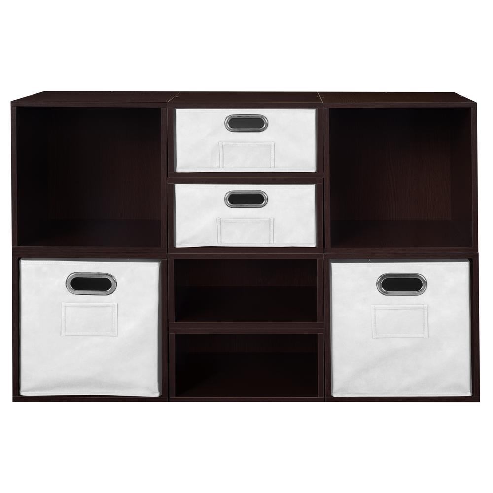 Niche Cubo Storage Set- 4 Full Cubes/4 Half Cubes with Foldable Storage Bins- Truffle/White. Picture 3