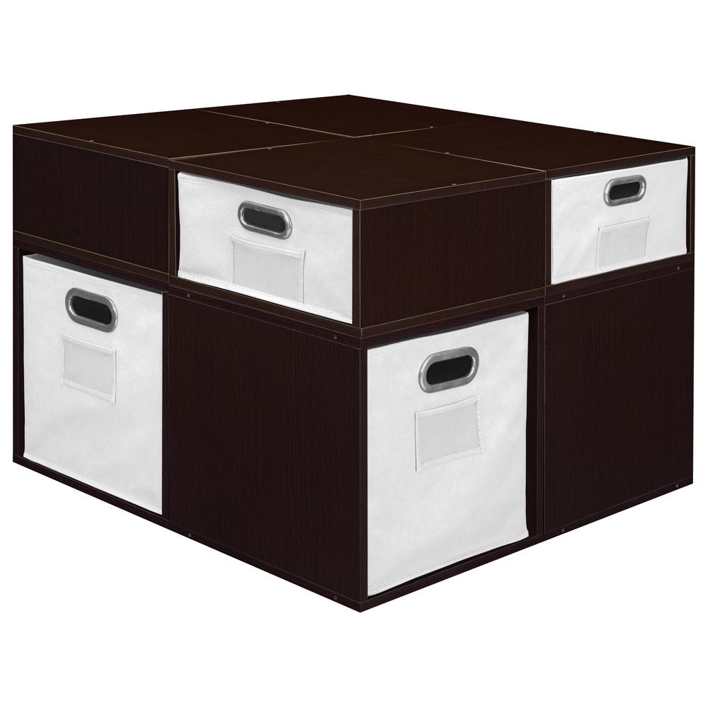Niche Cubo Storage Set- 4 Full Cubes/4 Half Cubes with Foldable Storage Bins- Truffle/White. Picture 4