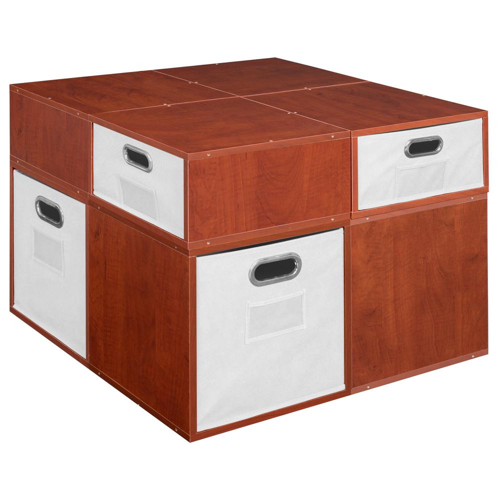 Niche Cubo Storage Set- 4 Full Cubes/4 Half Cubes with Foldable Storage Bins- Cherry/White. Picture 4