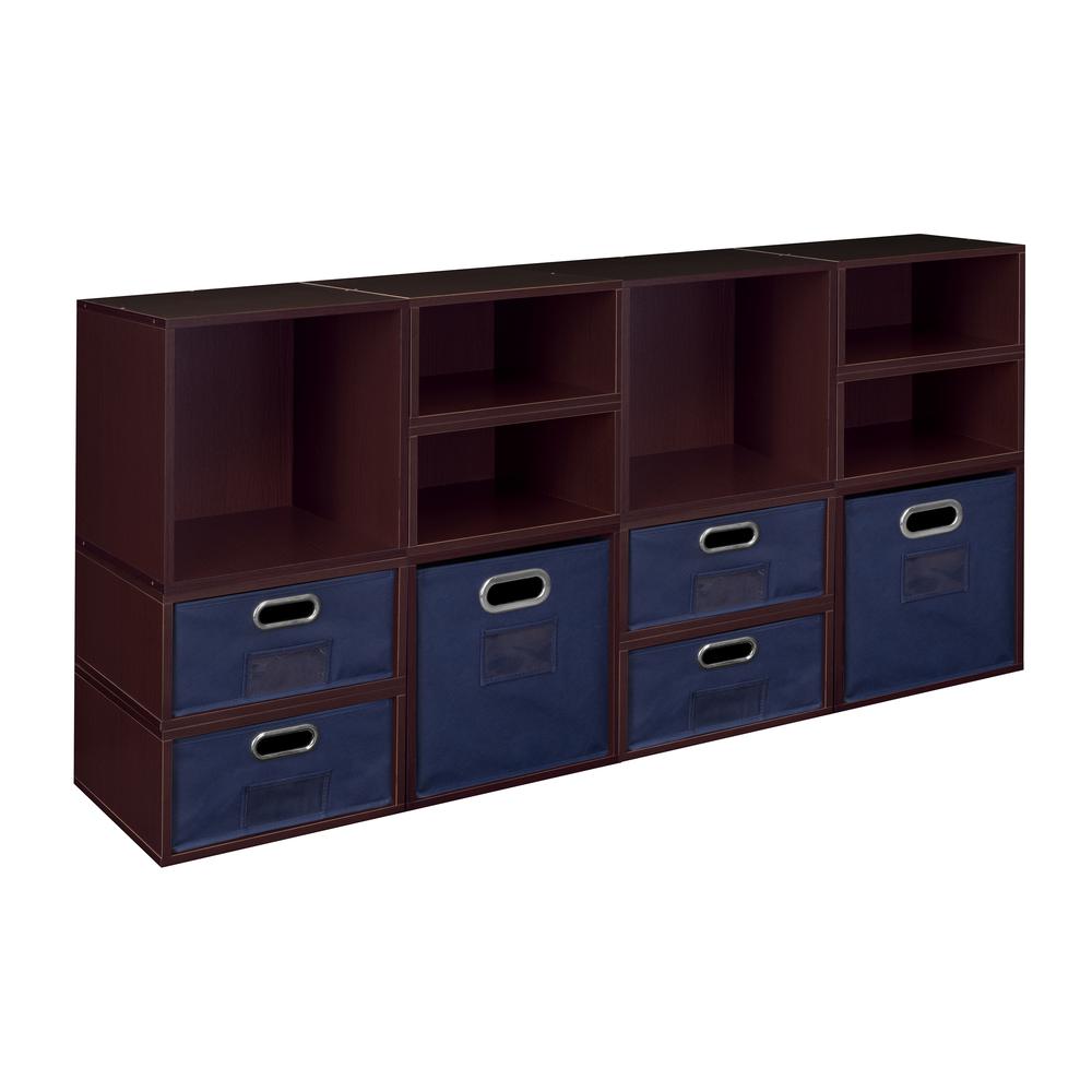 Niche Cubo Storage Set- 4 Full Cubes/8 Half Cubes with Foldable Storage Bins- Truffle/Blue. Picture 1