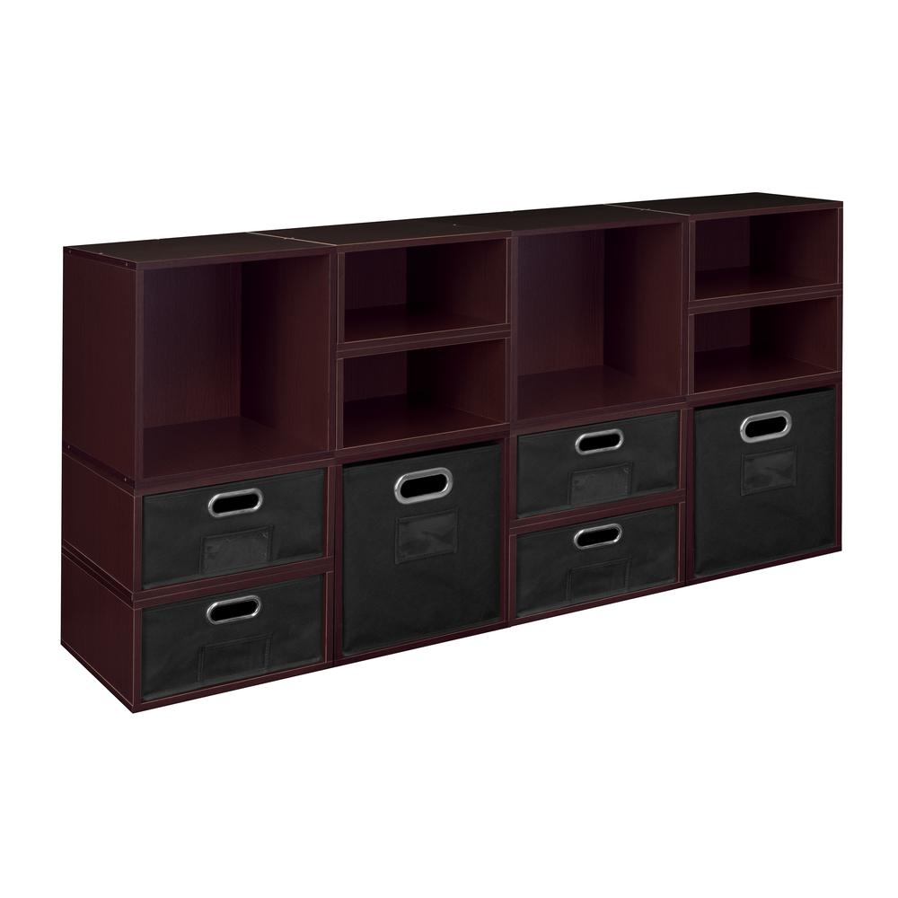 Niche Cubo Storage Set- 4 Full Cubes/8 Half Cubes with Foldable Storage Bins- Truffle/Black. Picture 1
