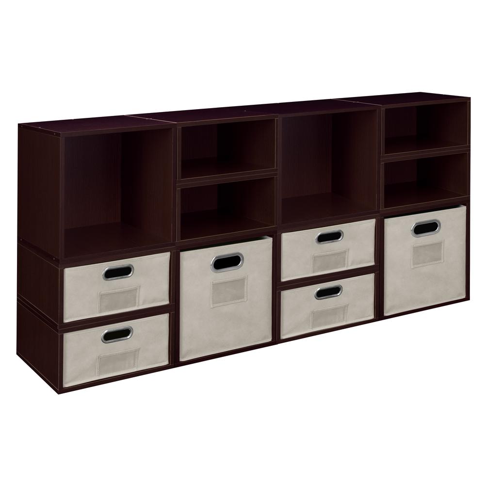 Niche Cubo Storage Set- 4 Full Cubes/8 Half Cubes with Foldable Storage Bins- Truffle/Natural. Picture 1