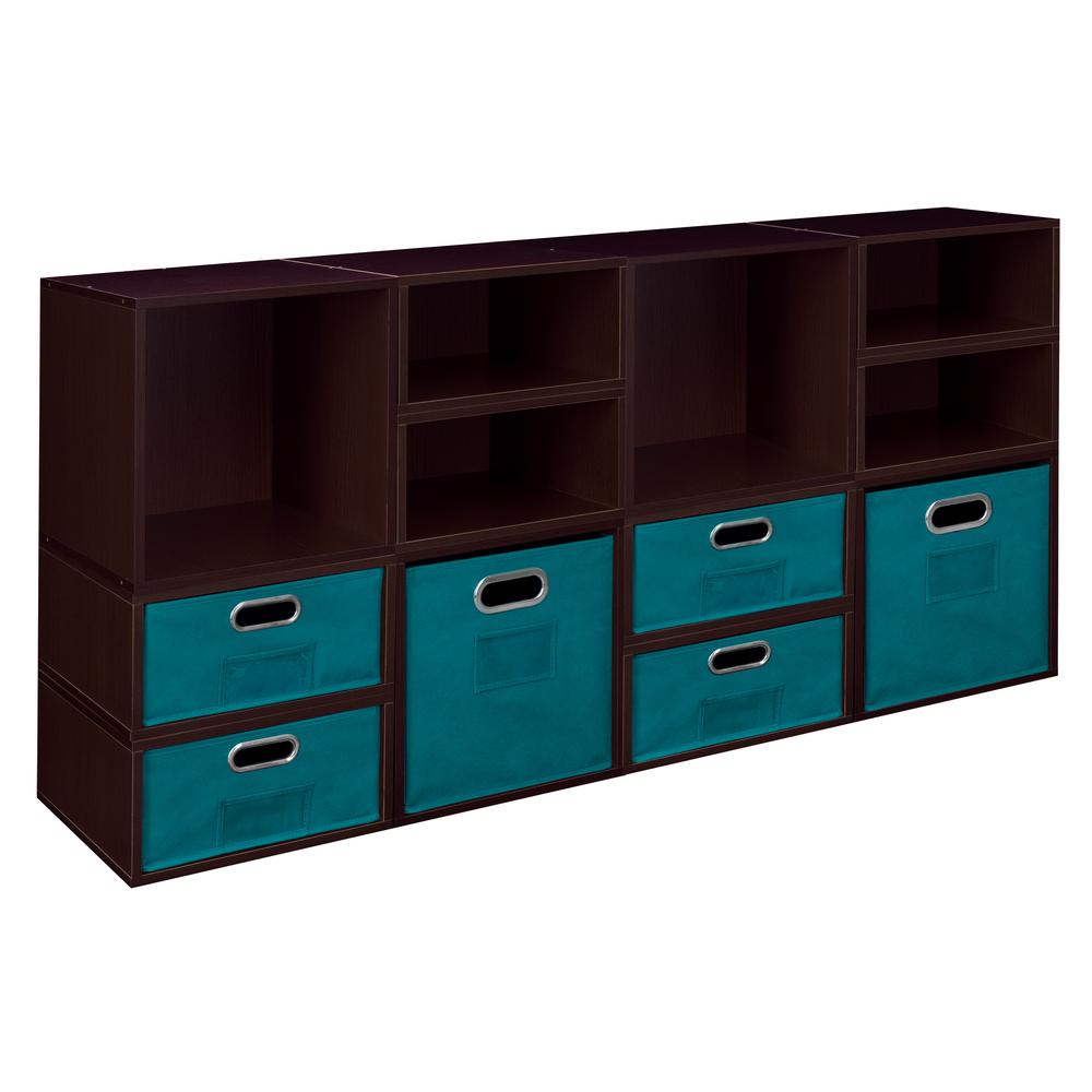 Niche Cubo Storage Set- 4 Full Cubes/8 Half Cubes with Foldable Storage Bins- Truffle/Teal. Picture 1