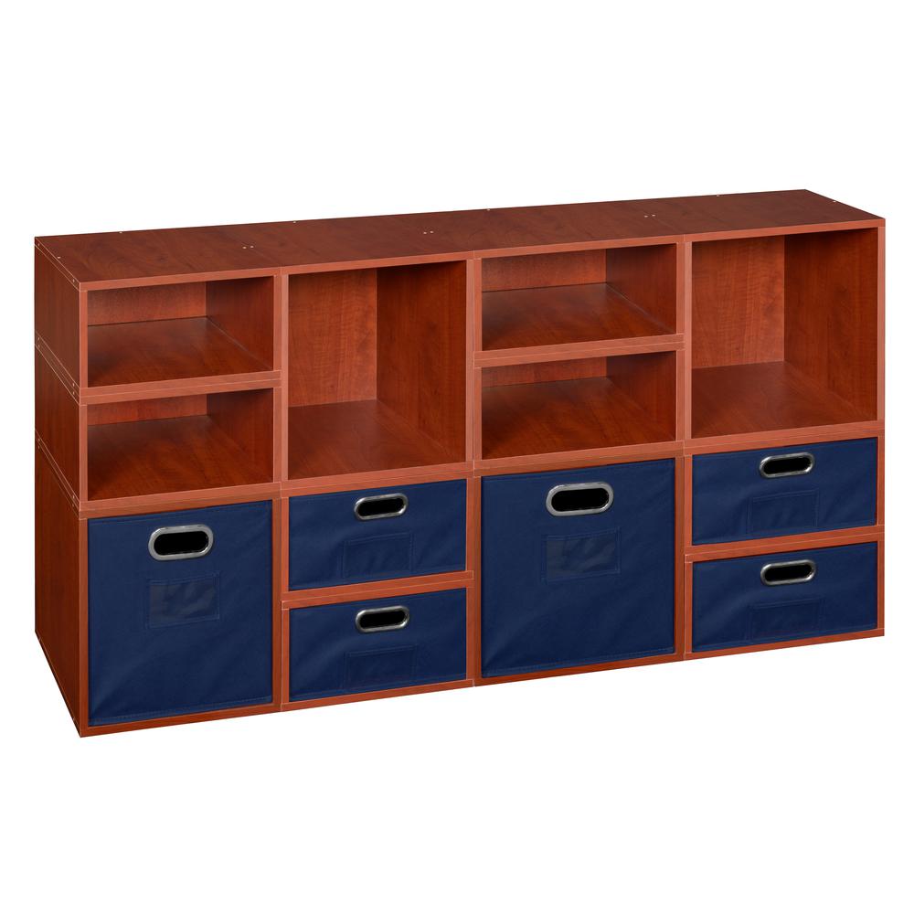 Niche Cubo Storage Set- 4 Full Cubes/8 Half Cubes with Foldable Storage Bins- Cherry/Blue. The main picture.