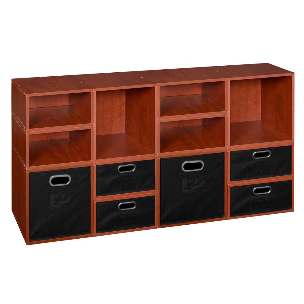 Niche Cubo Storage Set- 4 Full Cubes/8 Half Cubes with Foldable Storage Bins- Cherry/Black. The main picture.