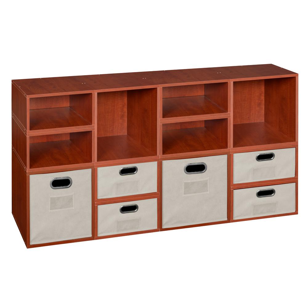 Niche Cubo Storage Set- 4 Full Cubes/8 Half Cubes with Foldable Storage Bins- Cherry/Natural. Picture 1