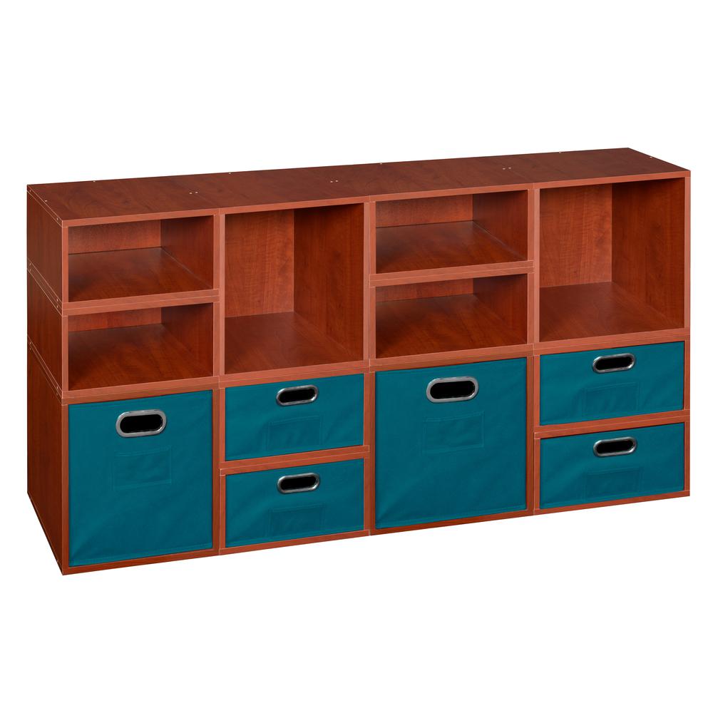 Niche Cubo Storage Set- 4 Full Cubes/8 Half Cubes with Foldable Storage Bins- Cherry/Teal. Picture 1