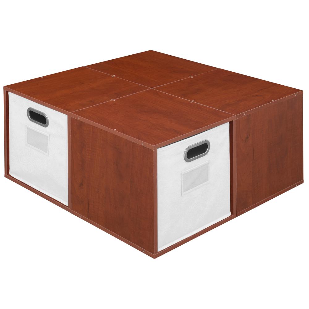 Niche Cubo Storage Set - 4 Cubes and 2 Canvas Bins- Warm Cherry/White. Picture 5