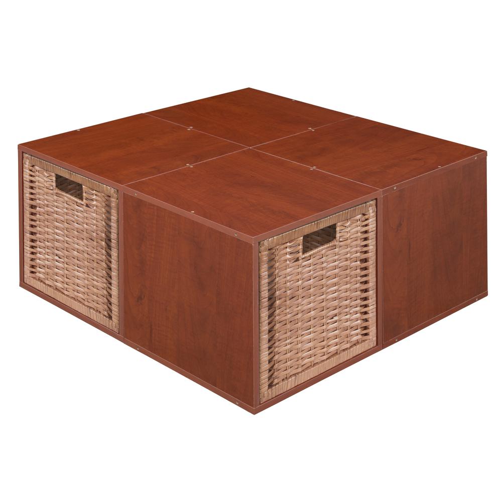 Niche Cubo Storage Set - 4 Cubes and 2 Wicker Baskets- Cherry/Natural. Picture 6