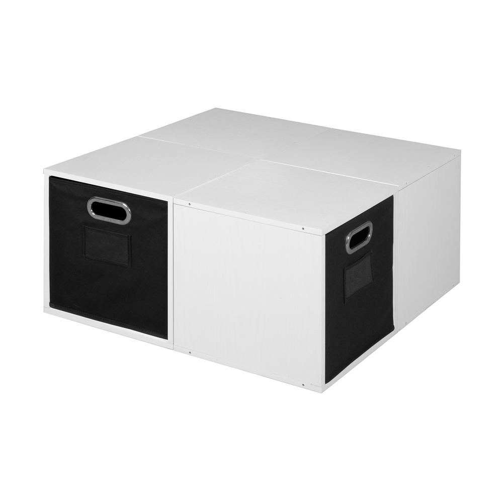 Niche Cubo Storage Set - 4 Cubes and 2 Canvas Bins- White Wood Grain/Black. Picture 4