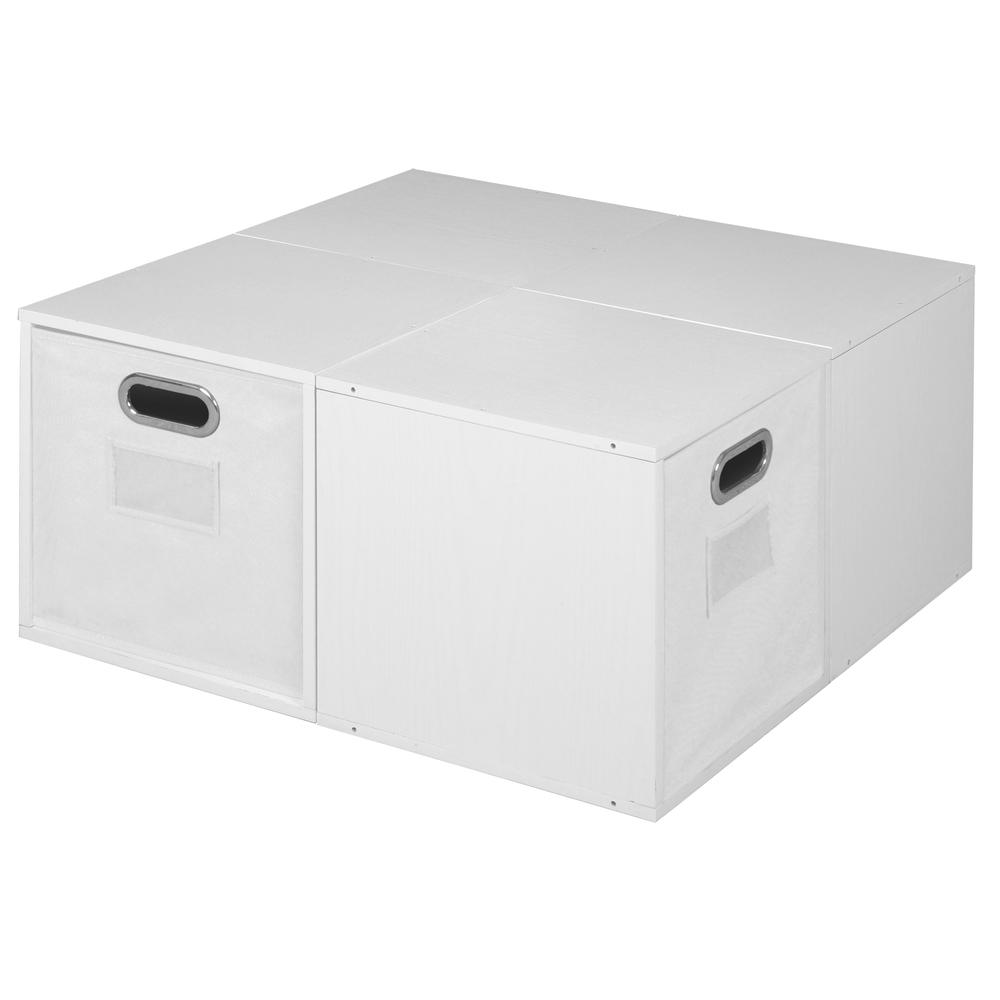 Niche Cubo Storage Set - 4 Cubes and 2 Canvas Bins- White Wood Grain/White. Picture 3