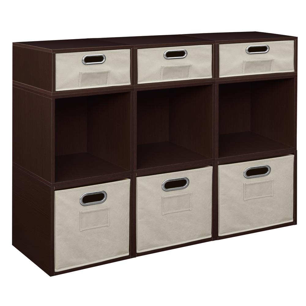 Niche Cubo Storage Set- 6 Full Cubes/3 Half Cubes with Foldable Storage Bins- Truffle/Natural. Picture 1