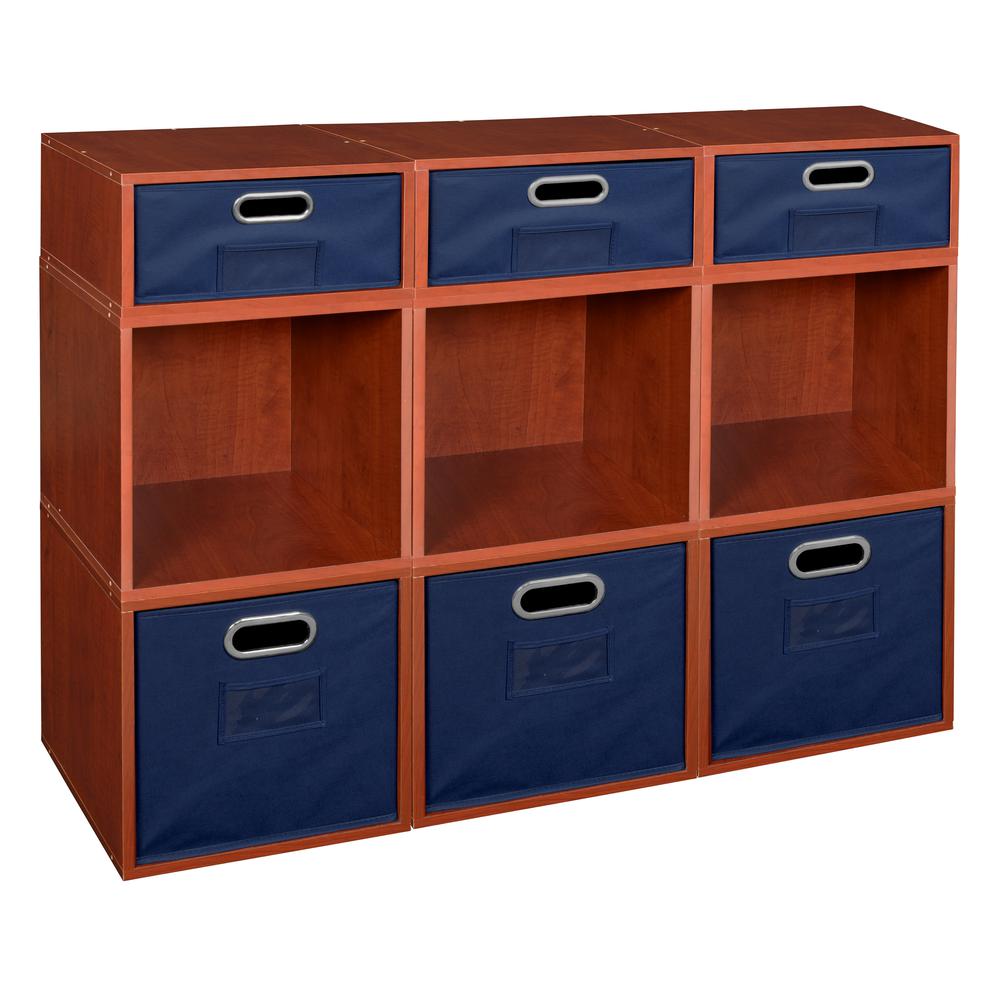 Niche Cubo Storage Set- 6 Full Cubes/3 Half Cubes with Foldable Storage Bins- Cherry/Blue. Picture 1