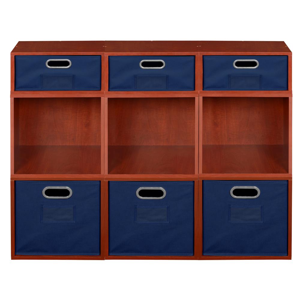 Niche Cubo Storage Set- 6 Full Cubes/3 Half Cubes with Foldable Storage Bins- Cherry/Blue. Picture 2