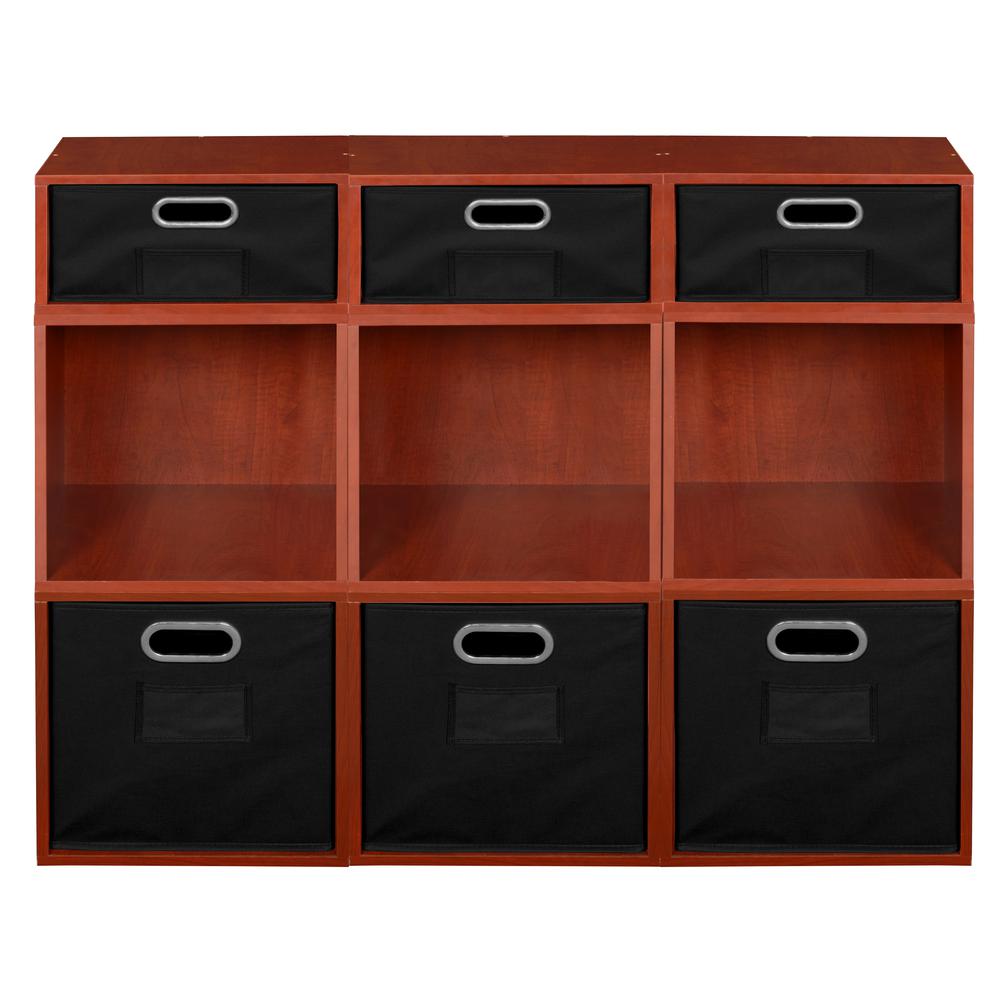 Niche Cubo Storage Set- 6 Full Cubes/3 Half Cubes with Foldable Storage Bins- Cherry/Black. Picture 2