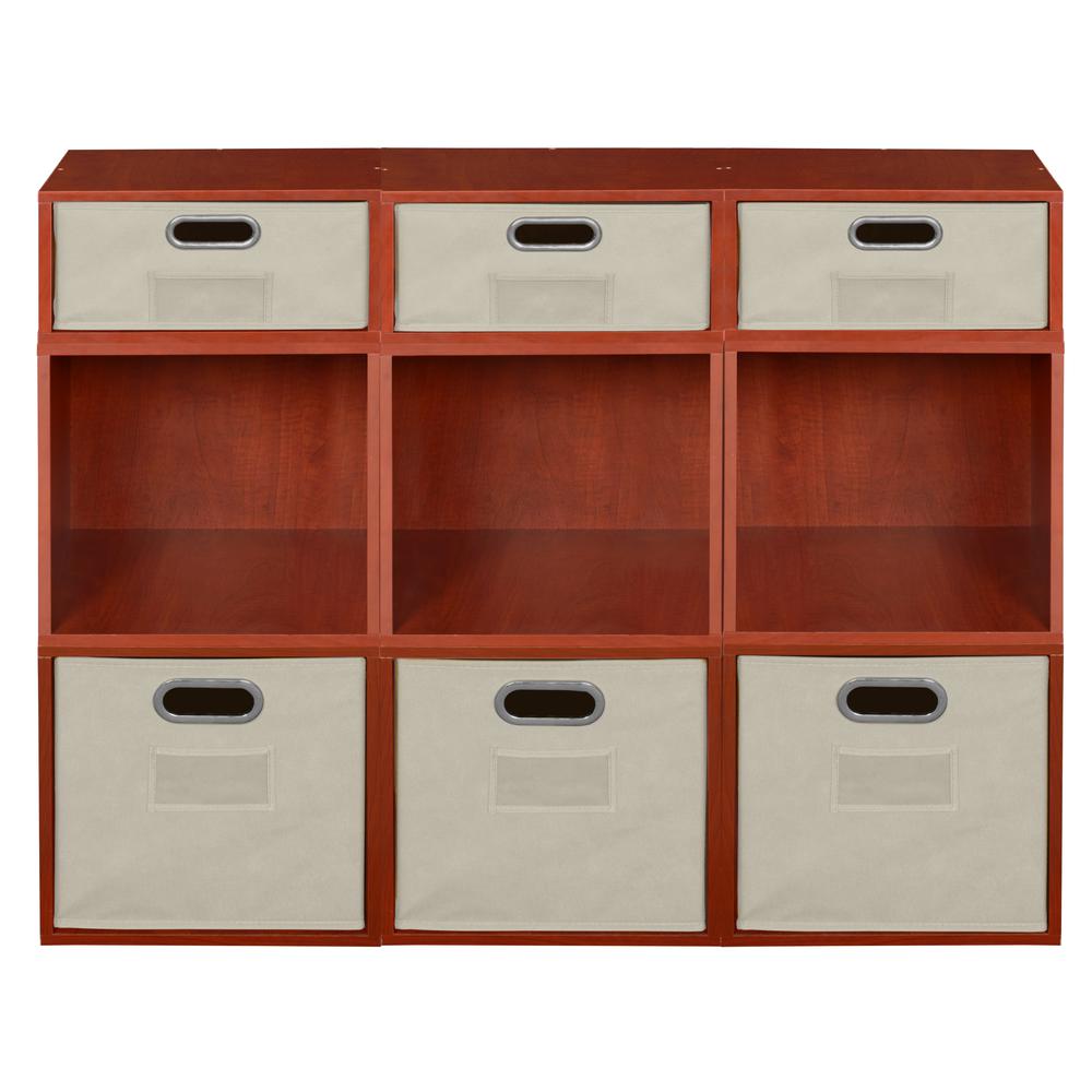 Niche Cubo Storage Set- 6 Full Cubes/3 Half Cubes with Foldable Storage Bins- Cherry/Natural. Picture 2