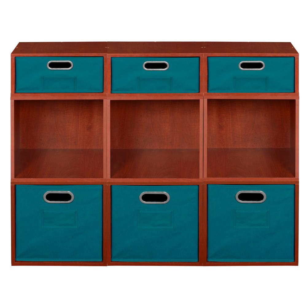 Niche Cubo Storage Set- 6 Full Cubes/3 Half Cubes with Foldable Storage Bins- Cherry/Teal. Picture 2