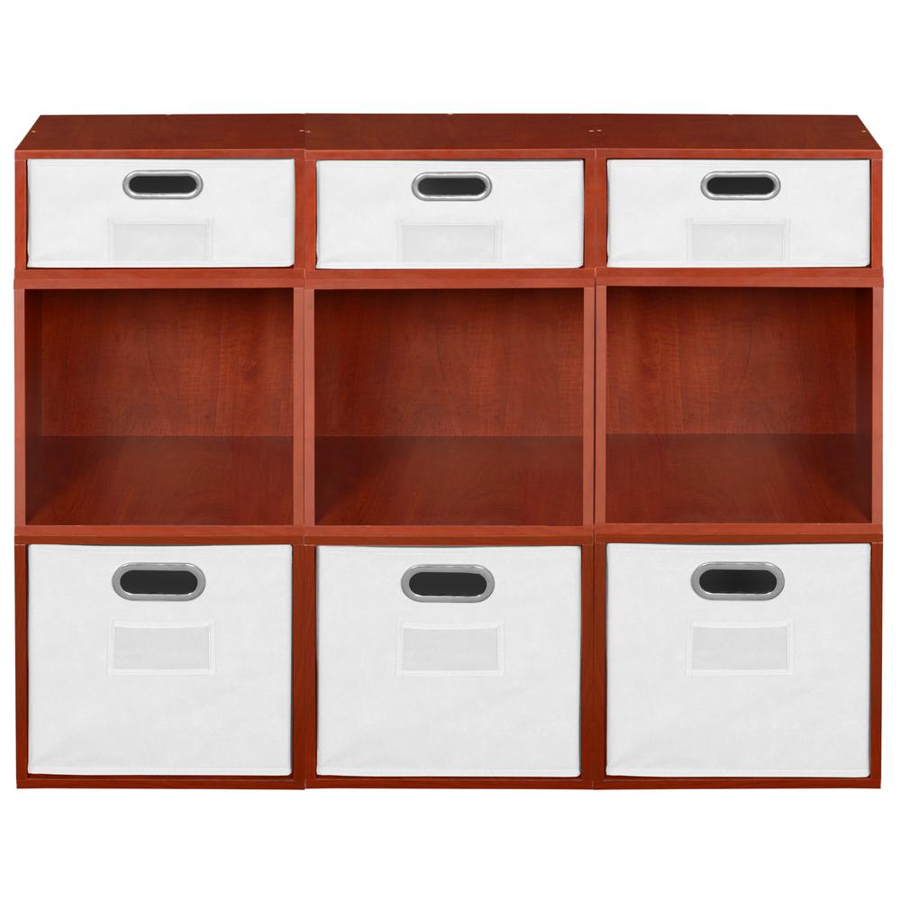 Niche Cubo Storage Set- 6 Full Cubes/3 Half Cubes with Foldable Storage Bins- Cherry/White. Picture 2