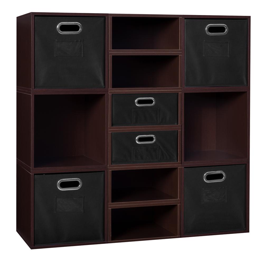 Niche Cubo Storage Set- 6 Full Cubes/6 Half Cubes with Foldable Storage Bins- Truffle/Black. Picture 1