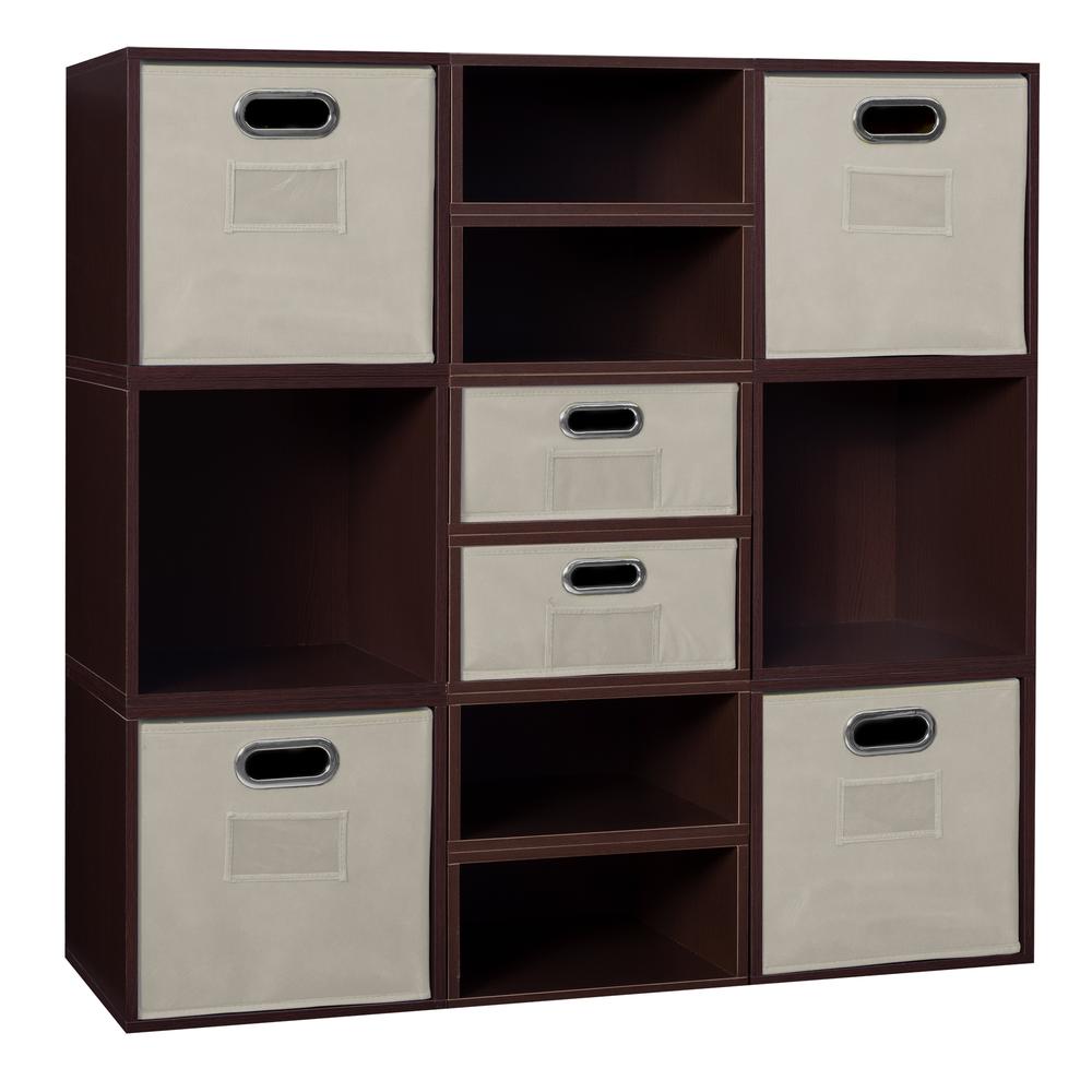 Niche Cubo Storage Set- 6 Full Cubes/6 Half Cubes with Foldable Storage Bins- Truffle/Natural. Picture 1
