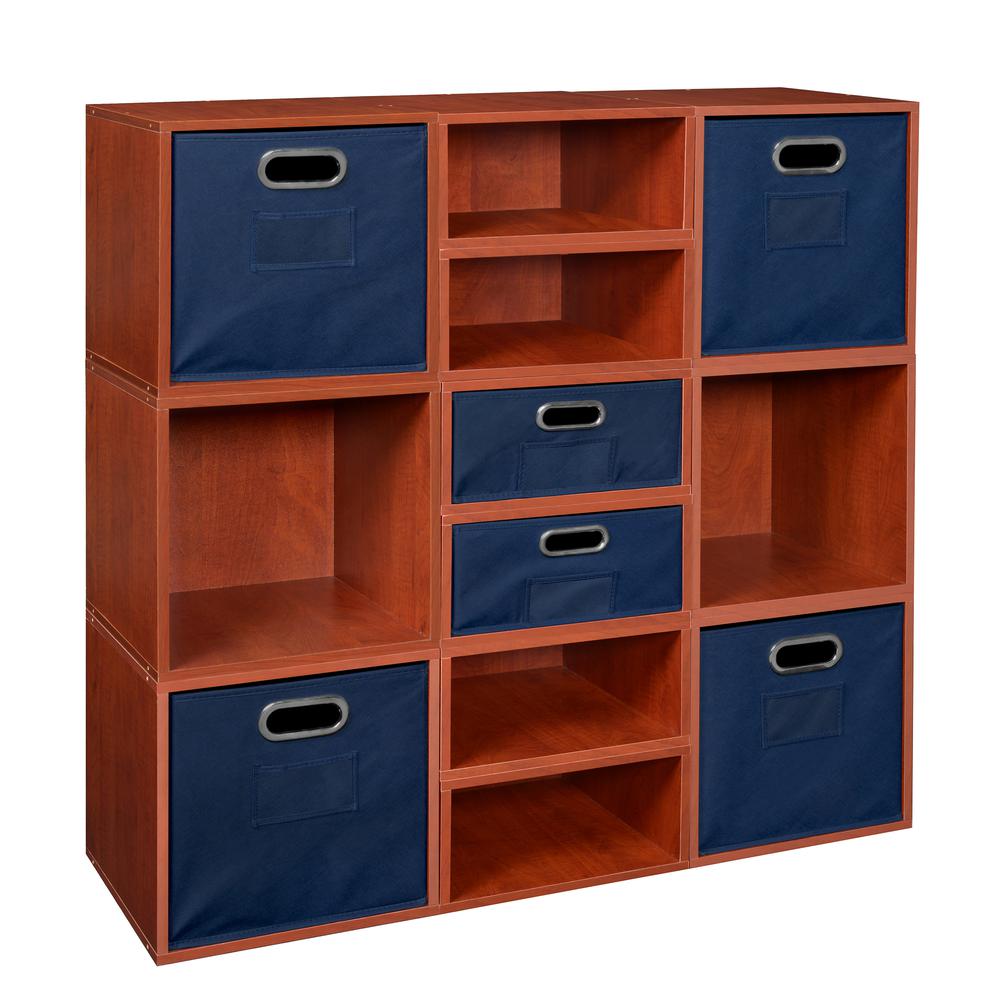 Niche Cubo Storage Set- 6 Full Cubes/6 Half Cubes with Foldable Storage Bins- Cherry/Blue. Picture 1