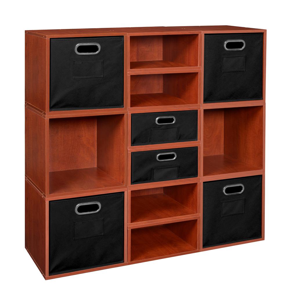 Niche Cubo Storage Set- 6 Full Cubes/6 Half Cubes with Foldable Storage Bins- Cherry/Black. Picture 1